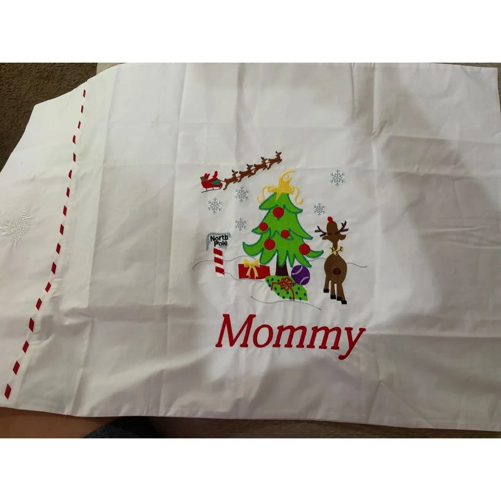 White Womens Mistletoe Traditions Mommy Christmas Pillowcase